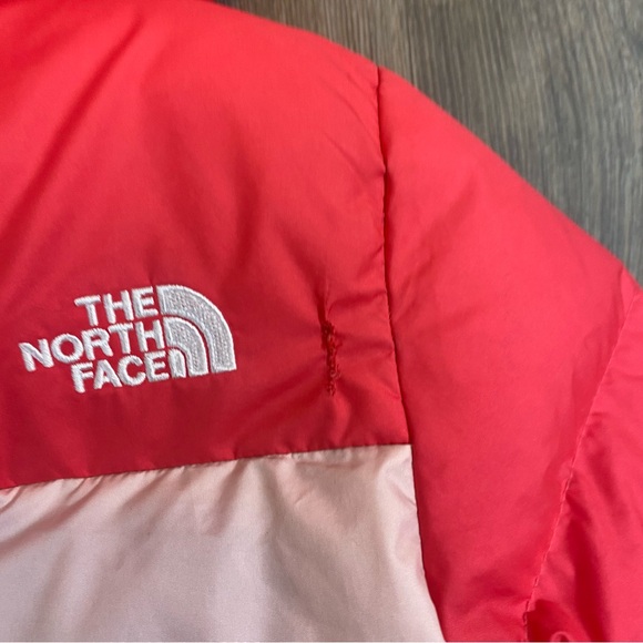 The North Face Girls 3T Pink Reversible Hooded Full Zip Puffer Faux - Picture 4 of 14